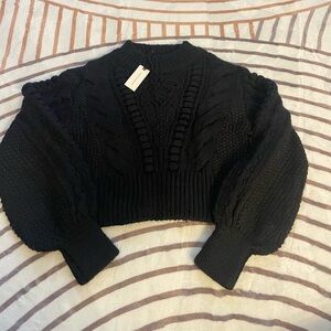 Anthropologie black cable knit sweater